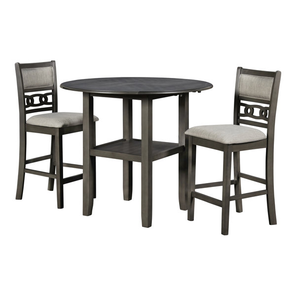 Winston Porter Jackins 3 Piece Drop Leaf Solid Wood Dining Set